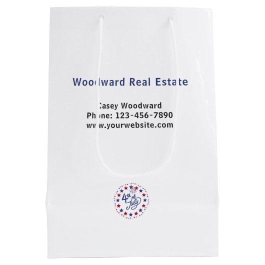 Gelukkig 4 juli | Onroerend goed Business Sparkle Medium Cadeauzakje (Achterkant)