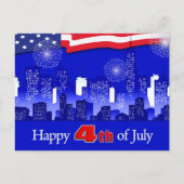 Gelukkig 4 juli. patriottisch briefkaart (Voorkant)