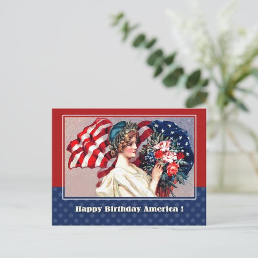 Gelukkig 4 juli.  patriottisch design briefkaart (Staand voorkant)