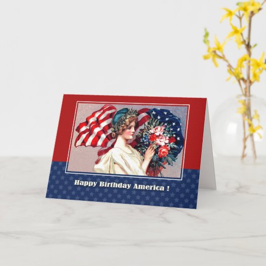 Gelukkig 4 juli. patriottisch design kaart (Gele Bloem)