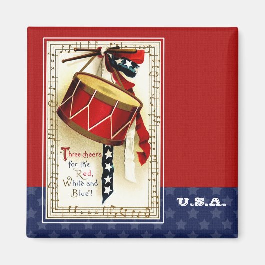 Gelukkig 4 juli.  patriottisch design magneet (Voorkant)