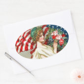 Gelukkig 4 juli. patriottisch design ovale sticker (Envelop)