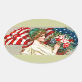 Gelukkig 4 juli. patriottisch design ovale sticker