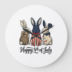 Gelukkig 4 juli Patriottisch Konijn Shirt Ontwerp_ Grote Klok