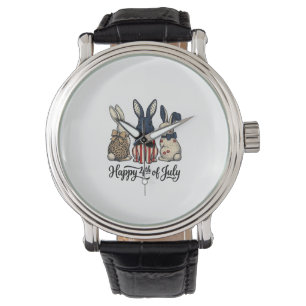 Gelukkig 4 juli Patriottisch Konijn Shirt Ontwerp_ Horloge