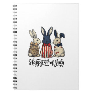 Gelukkig 4 juli Patriottisch Konijn Shirt Ontwerp_ Notitieboek