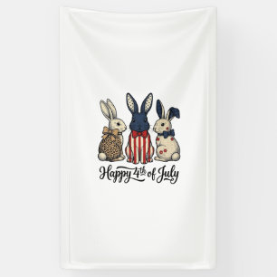 Gelukkig 4 juli Patriottisch Konijn Shirt Ontwerp_ Spandoek