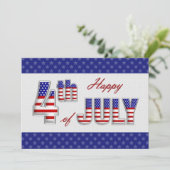 Gelukkig 4 juli. Patriottisch plat Wenskaart Kaart (Staand voorkant)