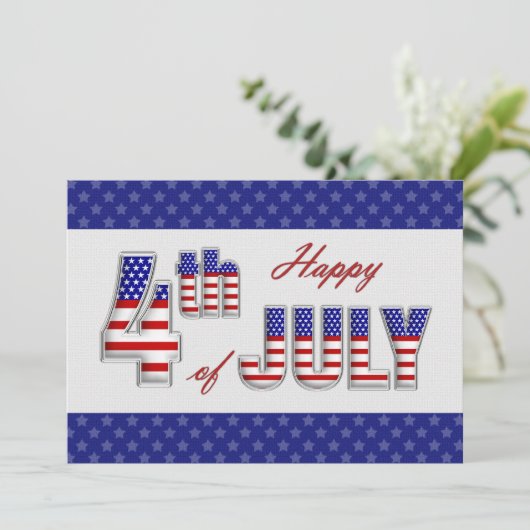 Gelukkig 4 juli. Patriottisch plat Wenskaart Kaart (Staand voorkant)