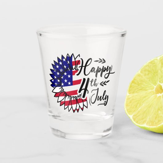 Gelukkig 4 juli patriottisch viering ontwerp shot glas (Voorkant)