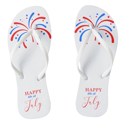 Gelukkig 4 juli Patriottisch Vuurwerk Teenslippers (Voetbed)
