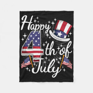 Gelukkig 4 juli Patriottische Amerikaanse Vlag VS  Fleece Deken