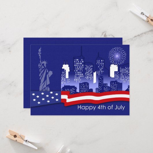Gelukkig 4 juli. Patriottische Custom Flat Kaart (Voorkant / Achterkant in situ)