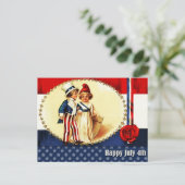 Gelukkig 4 juli.  Patriottische Kinder Briefkaart (Staand voorkant)