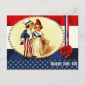 Gelukkig 4 juli.  Patriottische Kinder Briefkaart (Voorkant)