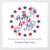 Gelukkig 4 juli Patriottische Vastgoed Kantoor Raamsticker (Vel)