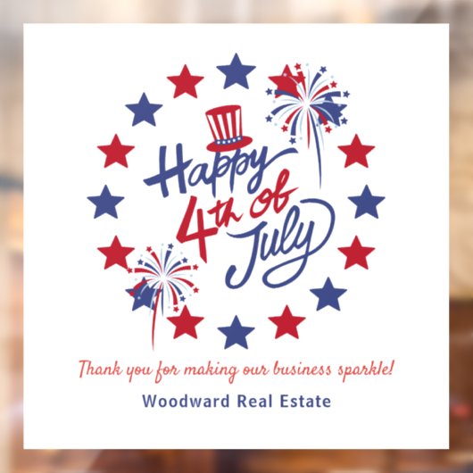 Gelukkig 4 juli Patriottische Vastgoed Kantoor Raamsticker (Vel 2)