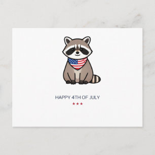 Gelukkig 4 juli Patriottische Wasbeer Kunst Briefkaart