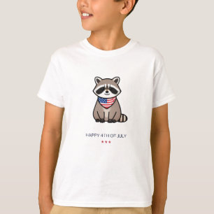 Gelukkig 4 juli Patriottische Wasbeer Kunst T-shirt