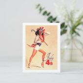 Gelukkig 4 juli. Pin-up Briefkaart (Staand voorkant)