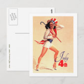 Gelukkig 4 juli. Pin-up Briefkaart (Voorkant / Achterkant)