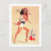 Gelukkig 4 juli. Pin-up Briefkaart (Voorkant)