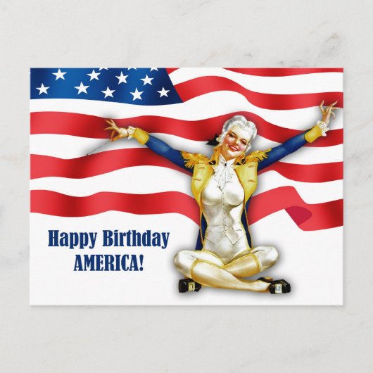 Gelukkig 4 juli. Pin-up Briefkaart (Voorkant)