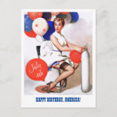 Gelukkig 4 juli.  Pin-up Briefkaart (Voorkant)