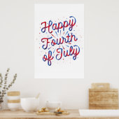 Gelukkig, 4 juli Poster 24x36 (rood/blauw gradiënt (Keuken)