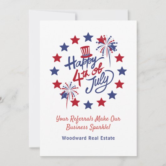 Gelukkig 4 juli Referrals Make Business Sparkle Bedankkaart (Voorkant)