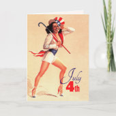 Gelukkig 4 juli. Retro Pin-up Kaart (Voorkant)