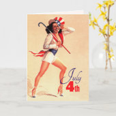 Gelukkig 4 juli. Retro Pin-up Kaart (Gele Bloem)