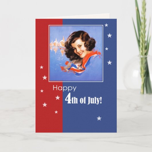 Gelukkig 4 juli. Retro Pin-up Kaart (Voorkant)