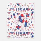 Gelukkig 4 juli Rode Blauwe Cute Feestje Fleece Deken (Voorkant)