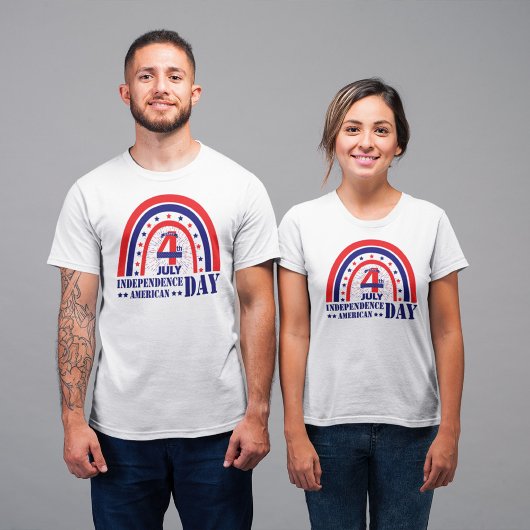 Gelukkig 4 juli rood wit en blauw boho ontwerp t-shirt