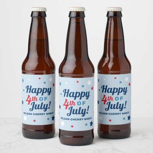Gelukkig 4 juli sterren aangepaste naam bier etiket (Flessen)