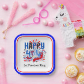 Gelukkig 4 juli viering aangepaste tekst papieren bordje (Feest)