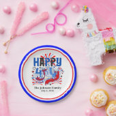 Gelukkig 4 juli viering aangepaste tekst papieren bordje (Feest)