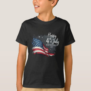 Gelukkig 4 juli Vintage Vlag Illustratie Kunst T-shirt