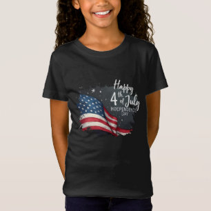 Gelukkig 4 juli Vintage Vlag Illustratie Kunst T-shirt