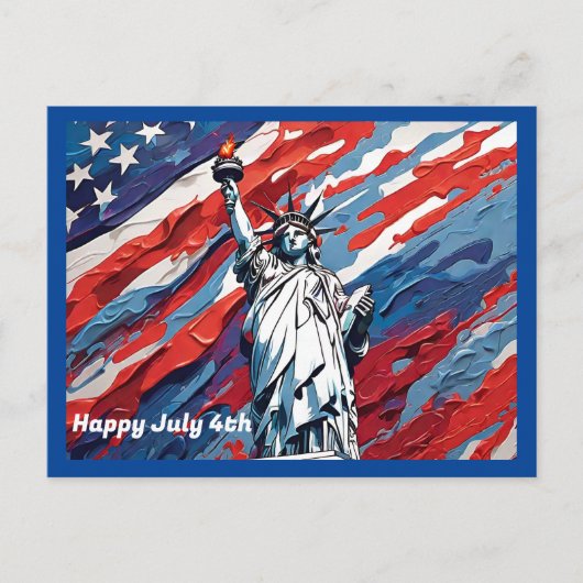Gelukkig 4 juli vrijheidsbeeld briefkaart (Voorkant)
