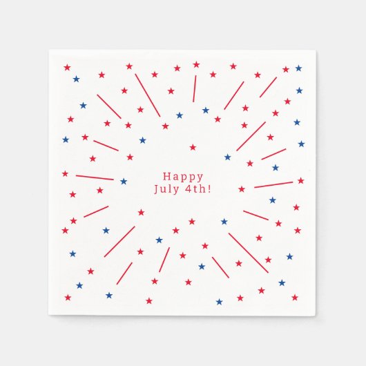 Gelukkig 4 juli vuurwerk en sterren servet (Voorkant)