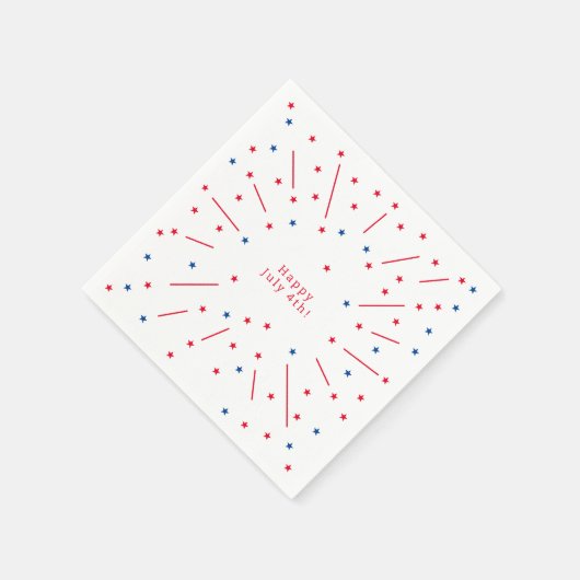 Gelukkig 4 juli vuurwerk en sterren servet (Hoek)