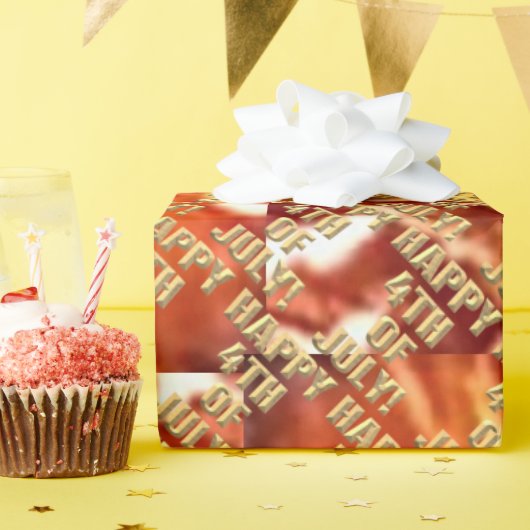 Gelukkig 4 juli vuurwerk glanzend inpakpapier (Verjaardagsfeest)