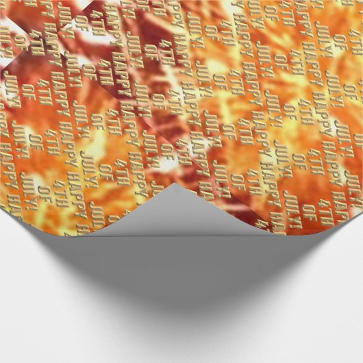 Gelukkig 4 juli vuurwerk glanzend inpakpapier (Hoek)