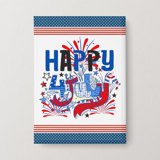 Gelukkig 4 juli Vuurwerk USA-63261 Button (Voorkant)