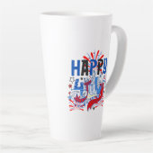Gelukkig 4 juli Vuurwerk USA-63261 Latte Mok (Rechterhoek)