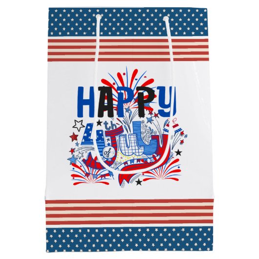 Gelukkig 4 juli Vuurwerk USA-63261 Medium Cadeauzakje (Achterkant)