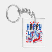 Gelukkig 4 juli Vuurwerk USA-63261 Sleutelhanger (Voorkant Links)