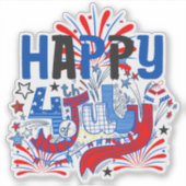 Gelukkig 4 juli Vuurwerk USA-63261 Sticker (Voorkant)